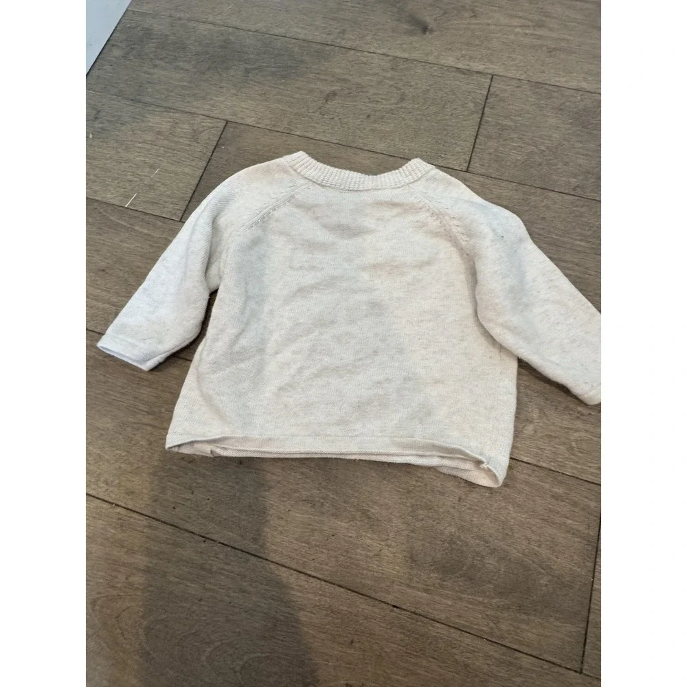 Zara Baby Sweater 6-9 Months‎ Beige Knit Button Neck Pullover Solid Unisex